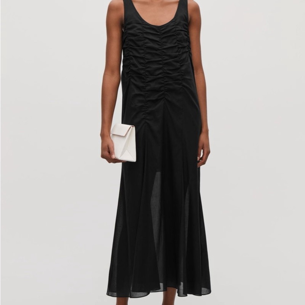 NWT gathered black cotton dress COS